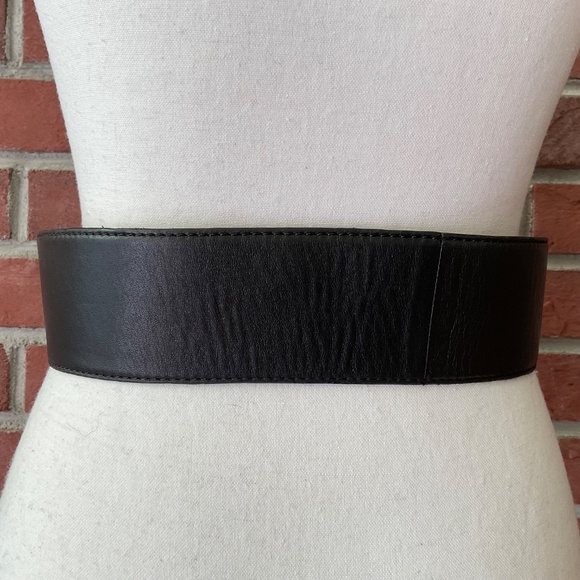 Vintage Donna Karen NY Wide Black Leather Belt Made in USA main image 4